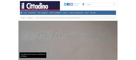 Adottano senegalese, scritte razziste contro famiglia milanese