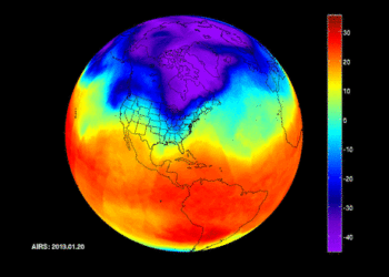 Fotografato dallo spazio il vortice polare che gela il Nord America