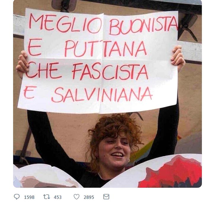 Salvini posta su Fb foto manifestante, insultata