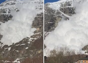 Video Meteo: valanga gigantesca precipita a valle in Norvegia e sfiora case