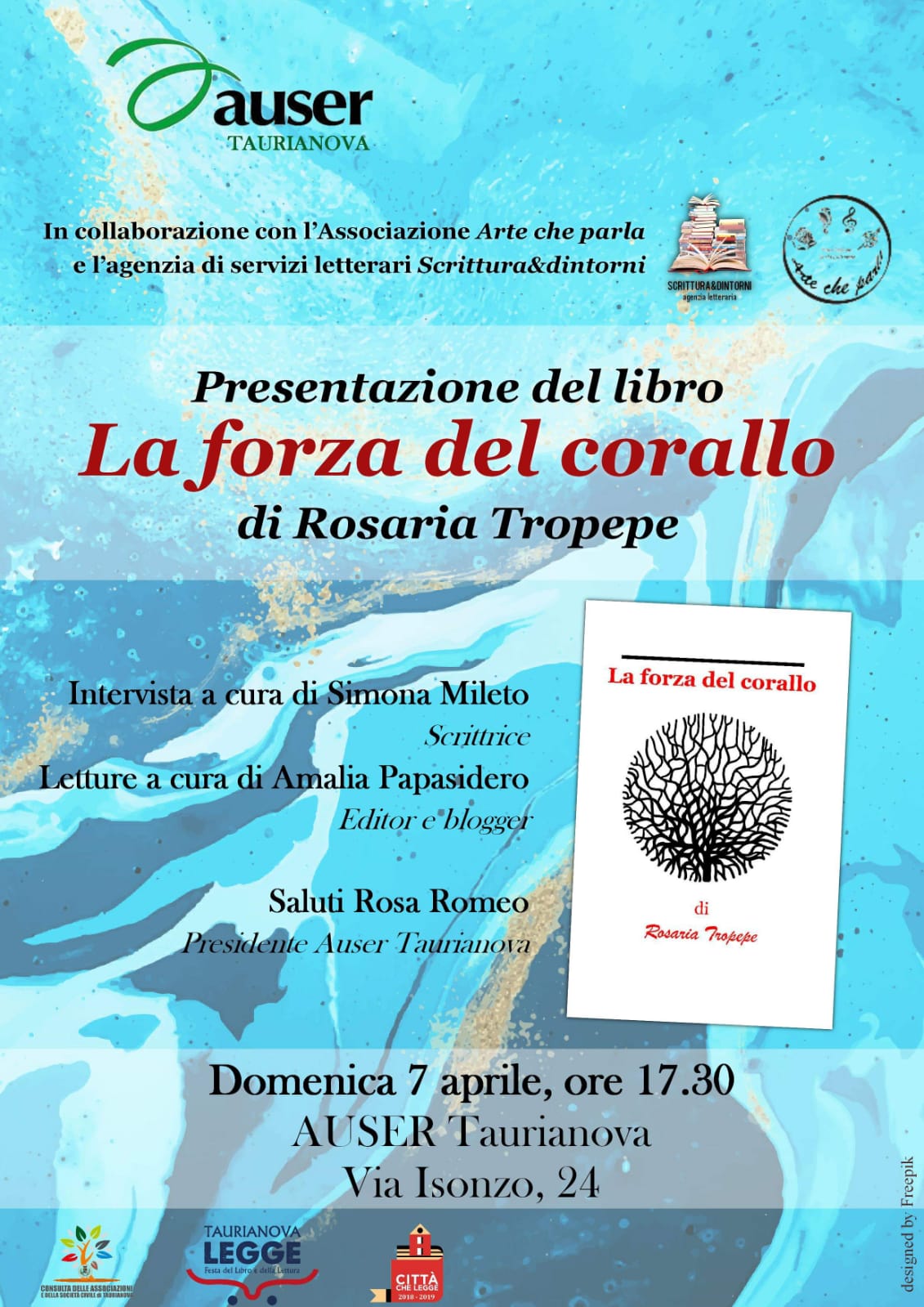 Taurianova, domenica la presentazione del libro “La forza del corallo” di Rosaria Tropepe nella sede dell’Auser