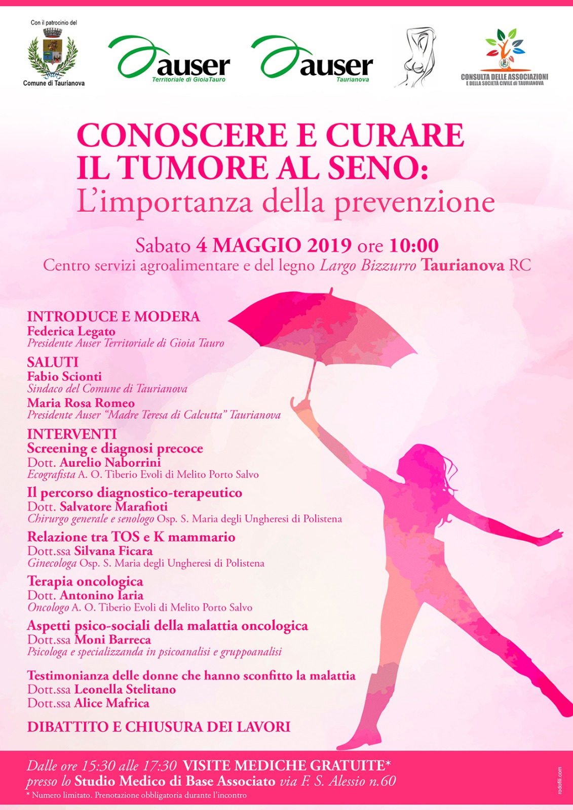 Taurianova, l’Auser Territoriale di Gioia Tauro organizza un primo incontro di sensibilizzazione alla prevenzione del tumore al seno