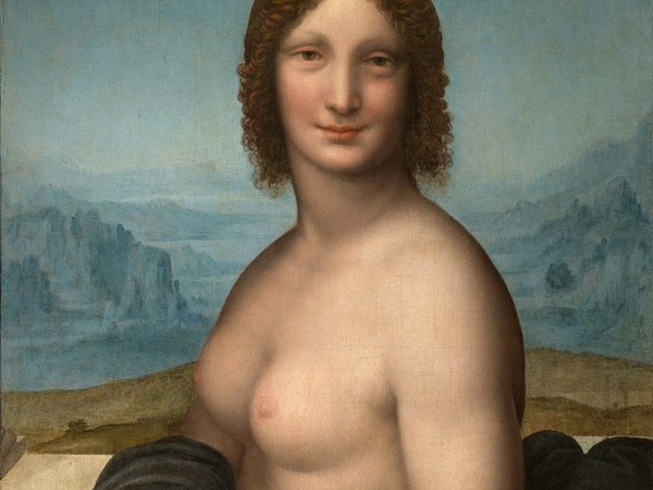 Gioconda nuda Bottega di Leonardo (attribuito a Gian Giacomo Caprotti, detto Salai, o a Francesco Melzi, su ideazione di Leonardo), Gioconda nuda, circa 1513-1517 (?), olio su tela (con fori di riporto) applicata in antico su tavola