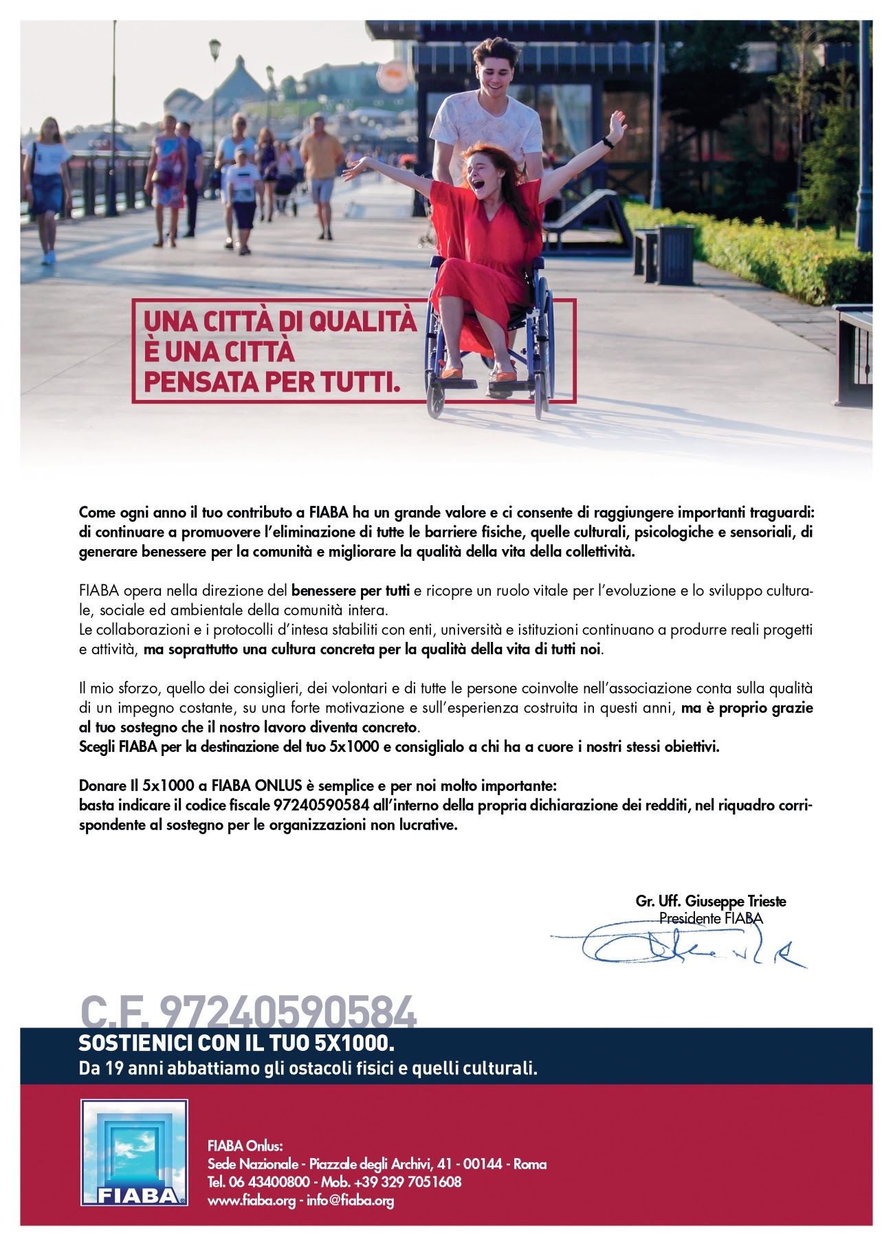 Fiaba Onlus :promuovere benessere per tutti, dona tramite 5 X Mille