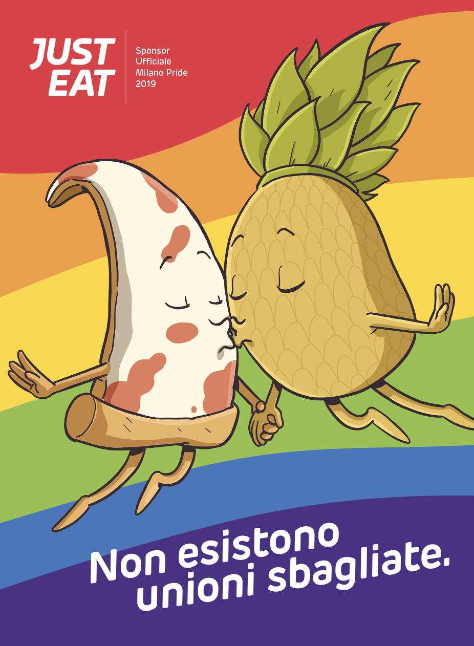 Just eat con Milano Pride a testimonianza che nessuna unione è sbagliata