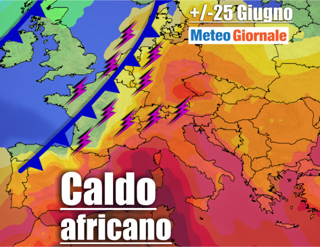 immagine 1 articolo meteo al 27 giugno caldo africano e super temporali