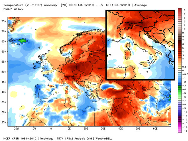 immagine 1 articolo meteo prima decade di giugno anomalie fortissime verso il caldo