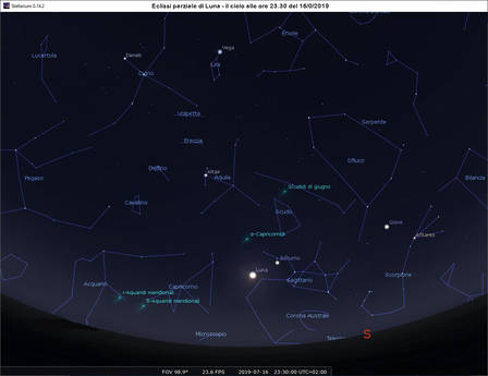 Il cielo di luglio celebra l’Apollo 11 con un’eclissi di Luna