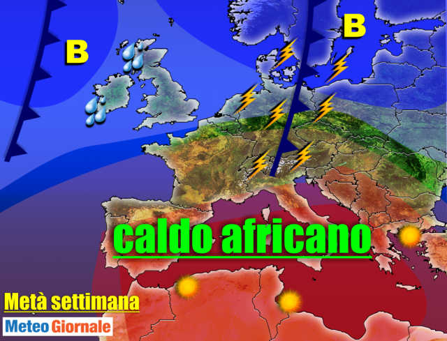 Meteo 7 giorni: residui temporali, poi CALDO AFRICANO