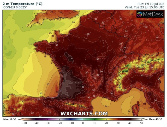 Meteo Europa, nuova LINGUA DI FUOCO. In Francia attesi oltre 40 GRADI