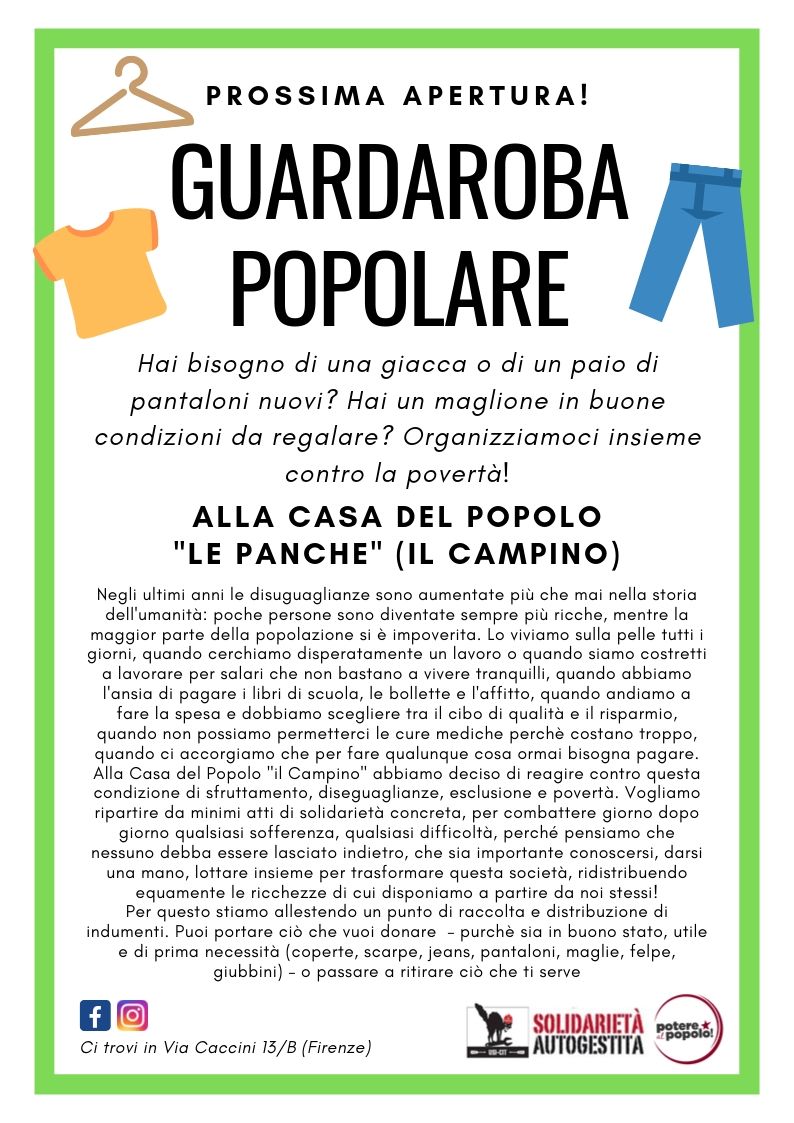 Apre al Campino il guardaroba popolare: uno strumento di lotta contro la povertà