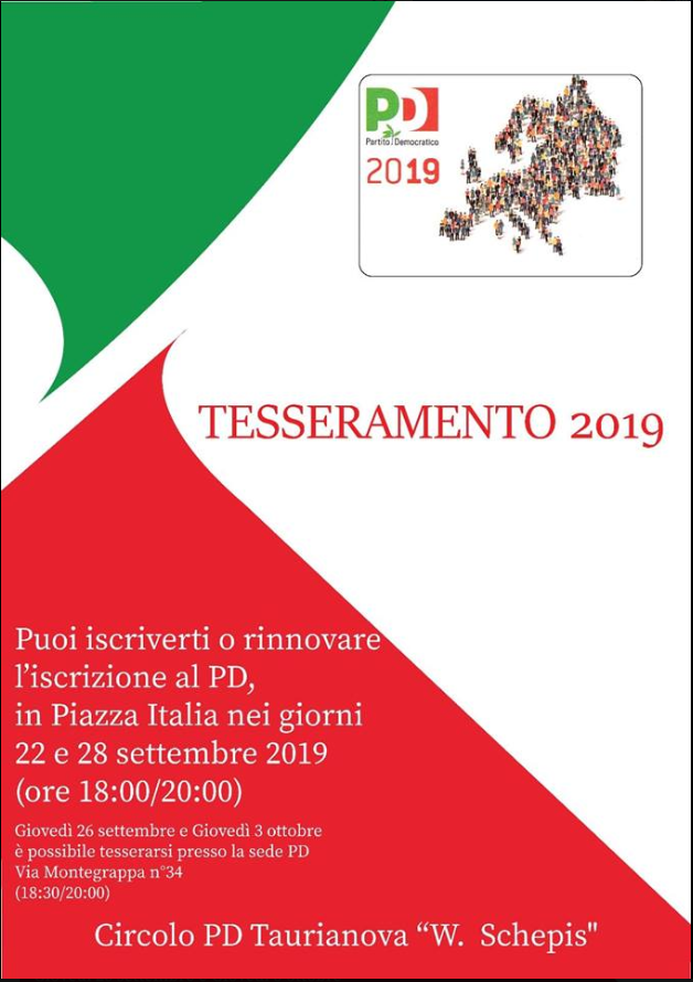 Taurianova: Il Pd inizia la nuova campagna di tesseramento e Puccio nomina nuovo coordinatore del Circolo Maria Teresa Gerace