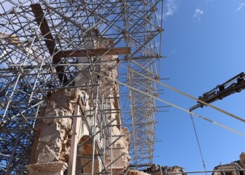 Nuovo ponteggio per basilica di Norcia