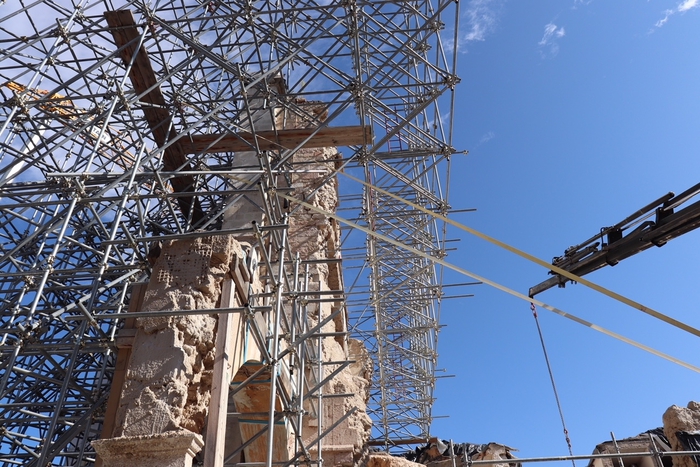 Nuovo ponteggio per basilica di Norcia