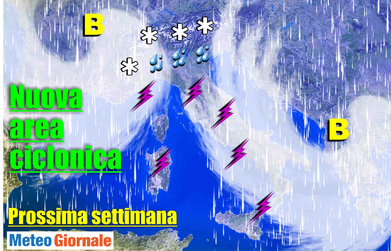 Meteo PROSSIMA SETTIMANA, aree cicloniche a ripetizione