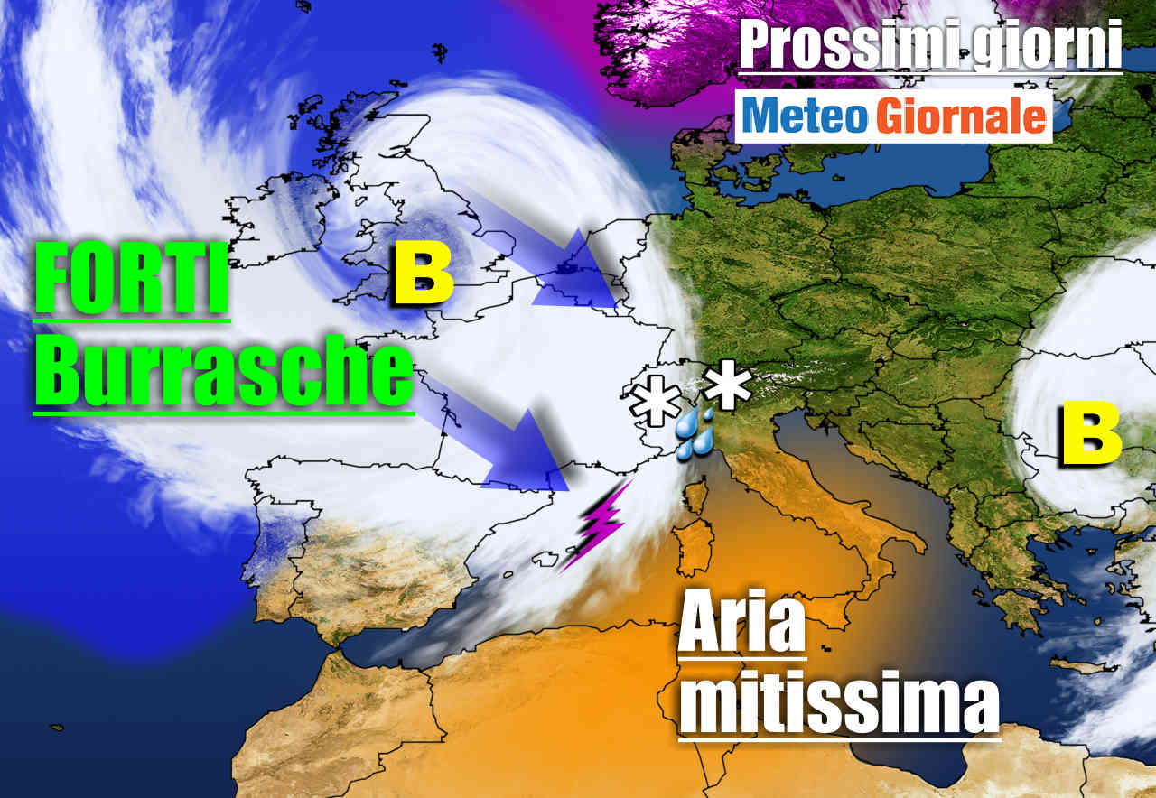 Meteo 7 GIORNI: presto MALTEMPO con forti PIOGGE. Gran NEVE su Alpi