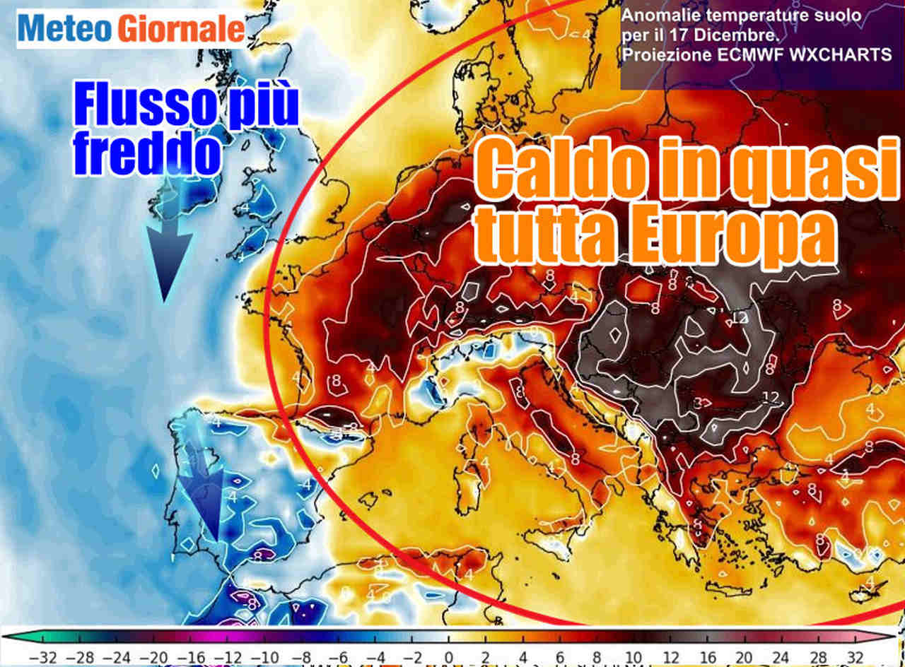 METEO novità clamorose: dalla NEVE al CALDO anomalo. Ma cambio shock verso NATALE