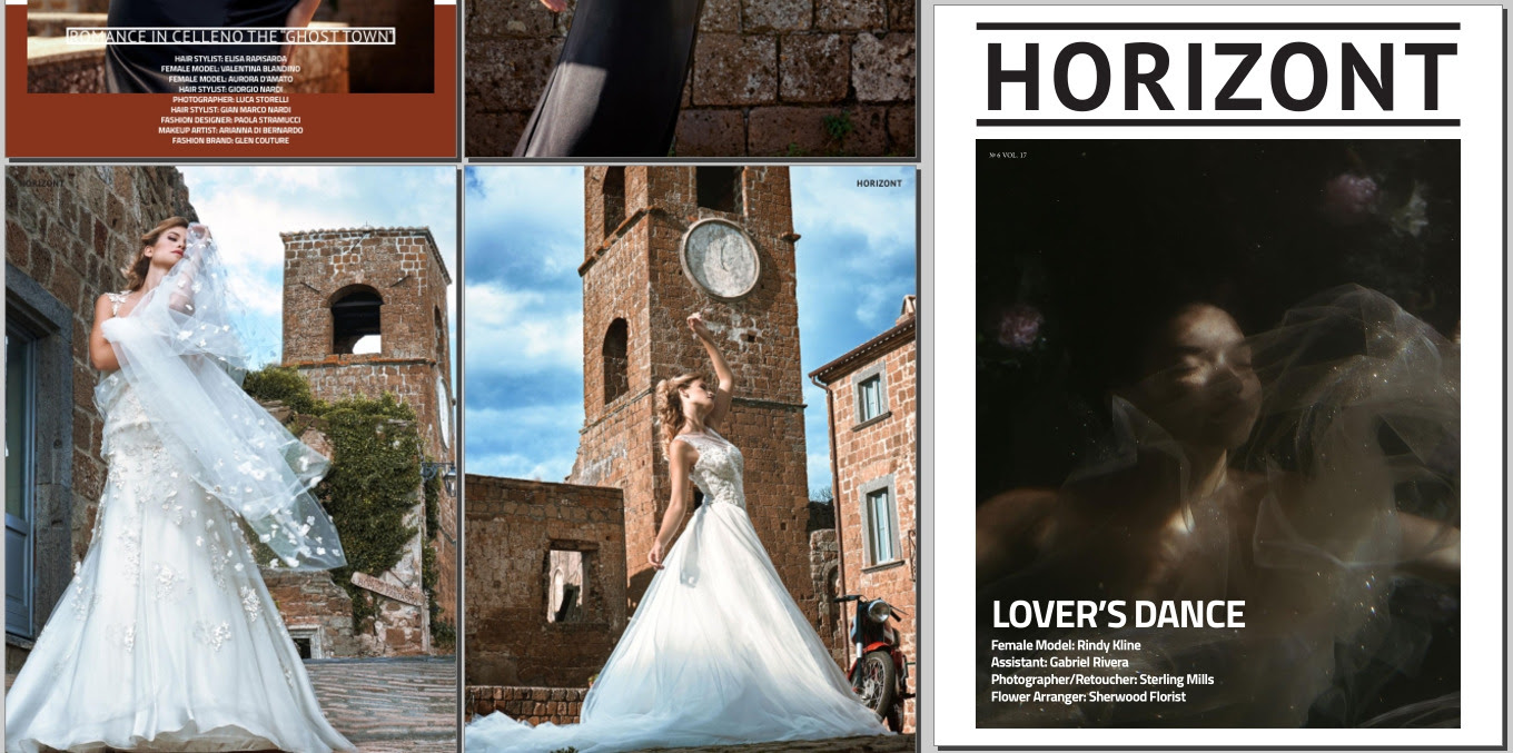 Il borgo fantasma di Celleno incanta il mondo con gli abiti di Glen Couture fra le pagine di Horizont Magazine