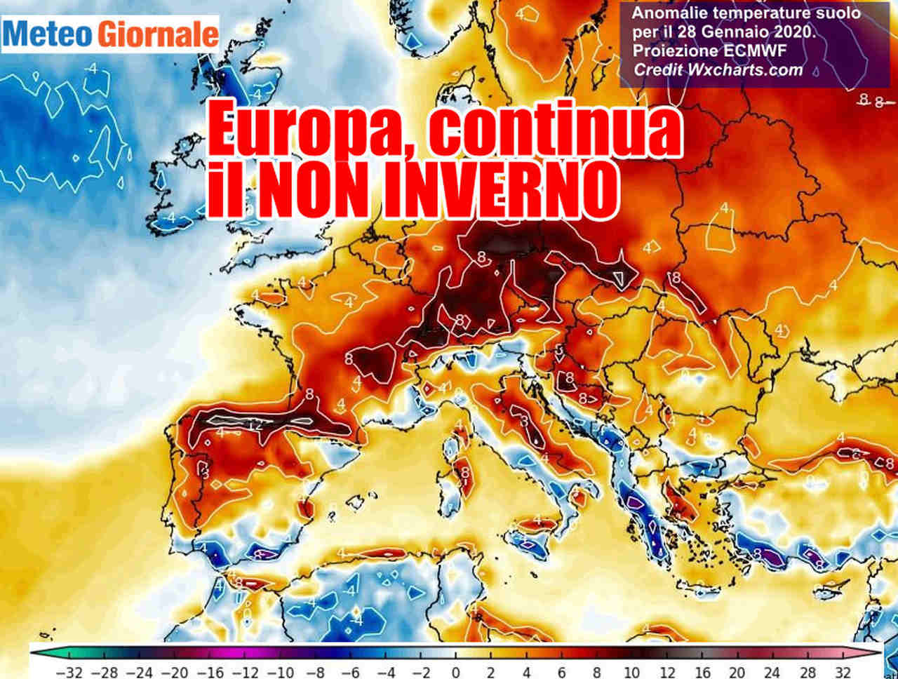 CALDO ANOMALO ancora protagonista assoluto, INVERNO completamente inceppato
