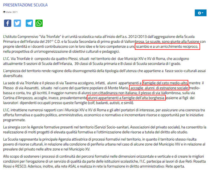 Istituto Trionfale, nessun classismo