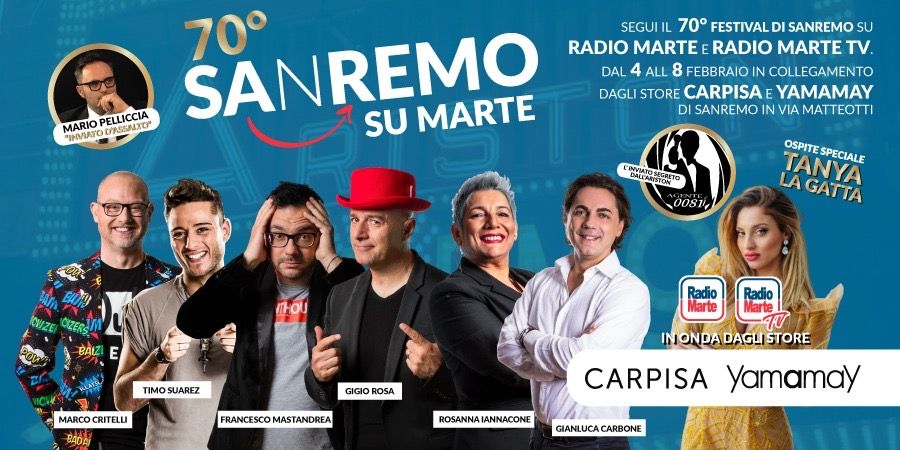 70° Sanremo: Radio Marte e Radio Marte Tv, in diretta dal Festival