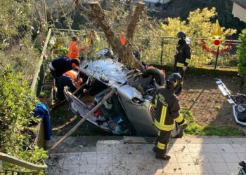 Anziana vola con auto in giardino, grave