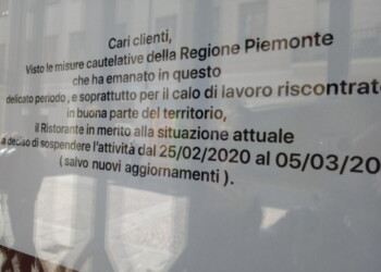 Coronavirus: lavoro in calo, ristorante cinese chiude