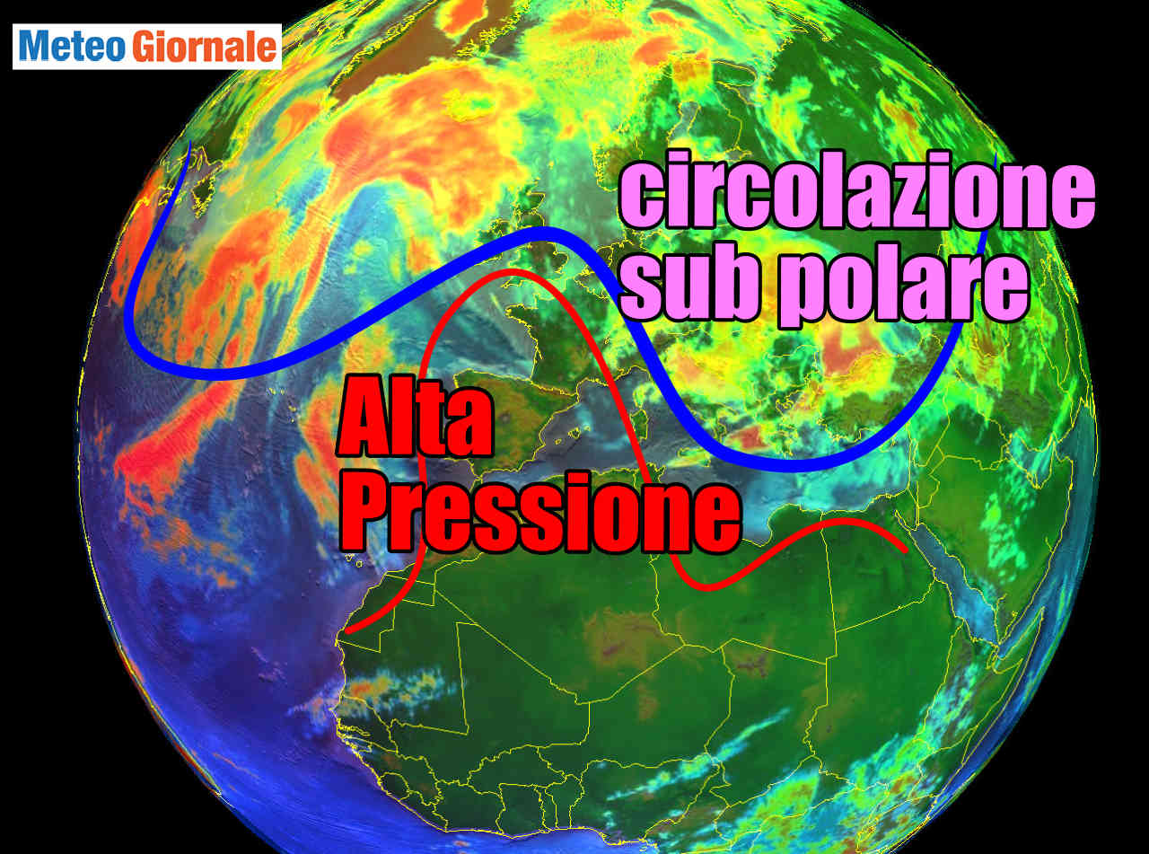 Meteo WEEKEND con l’ALTA PRESSIONE insidiata dal Getto Polare