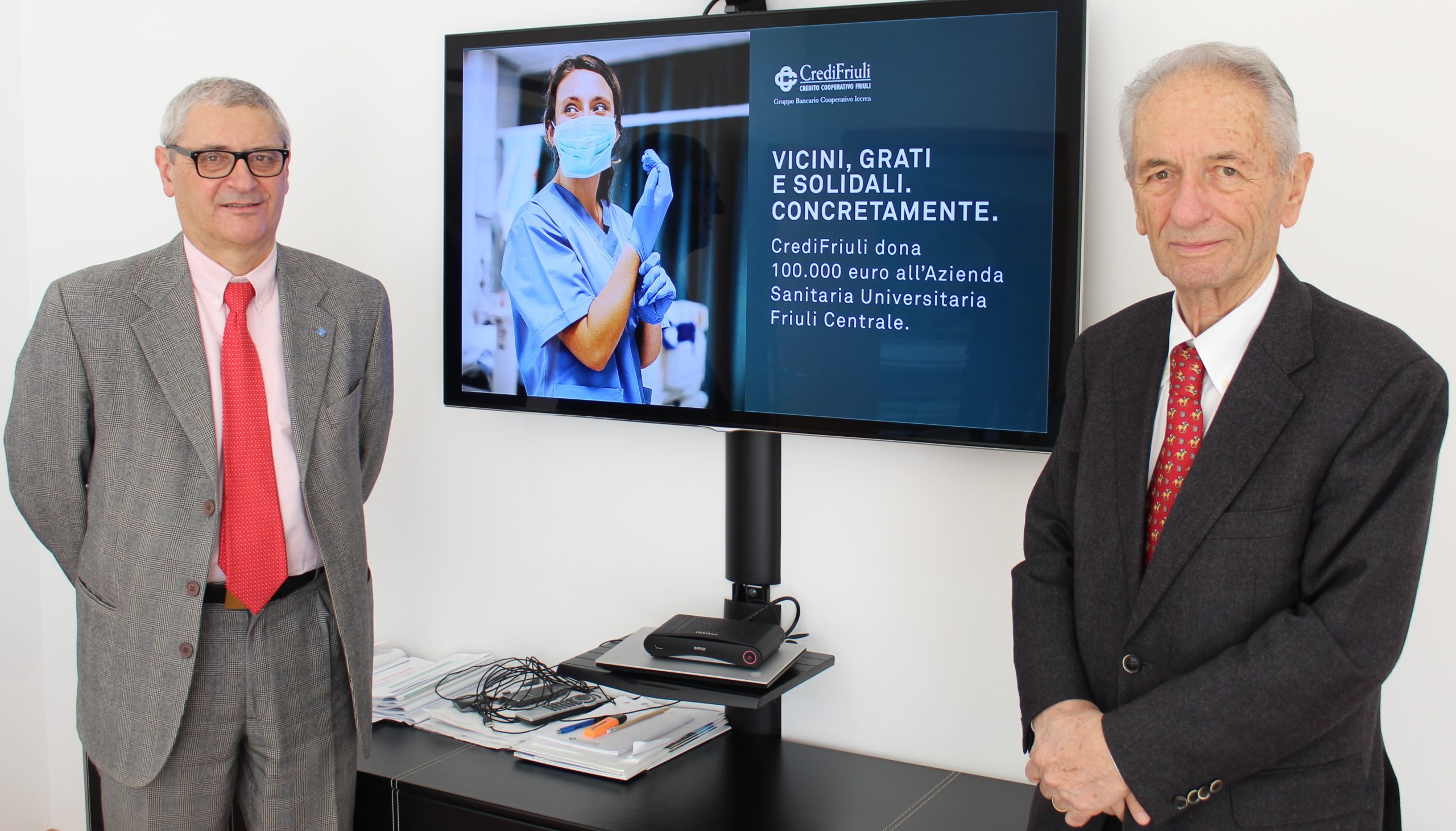 CrediFriuli: donazione di 100mila euro per l’Azienda sanitaria del Friuli Centrale