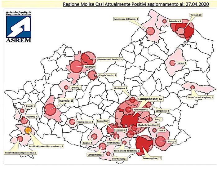 Coronavirus, in Molise 3 Comuni su 4 ‘virus free’