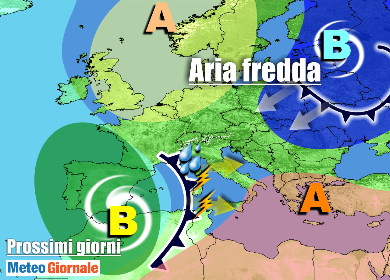 Meteo Italia: vortice mediterraneo porterà PIOGGE INTENSE da lunedì