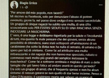 Cc multano ragazzi senza mascherina, parroco ‘Vergogna’