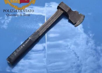 Lancia sassi e si barrica in casa con un’accetta