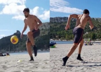 “Una riabilitazione Pavolosa”: l’allenamento del bomber del Cagliari in spiaggia
