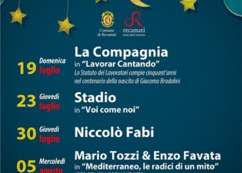 Musica: al via Lunaria a Recanati, anche Stadio e Fabi
