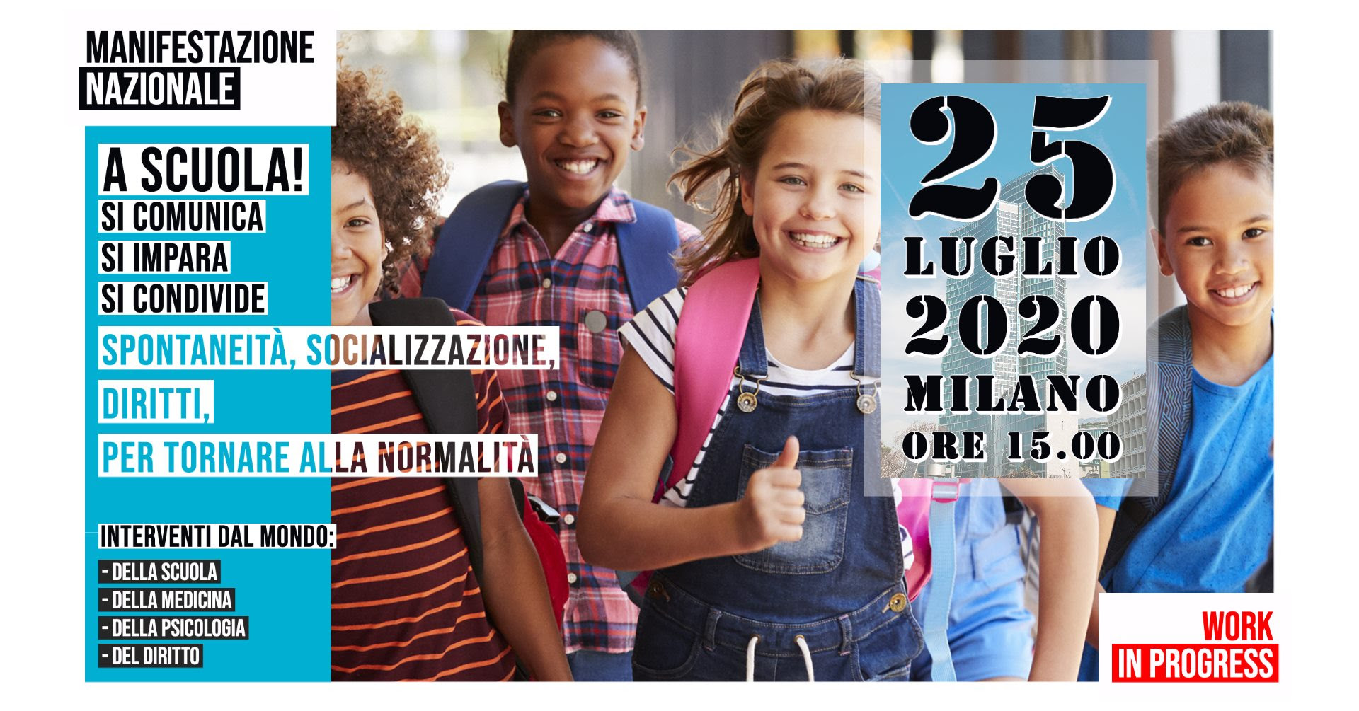 A SCUOLA! MANIFESTAZIONE 25 LUGLIO 2020 MILANO