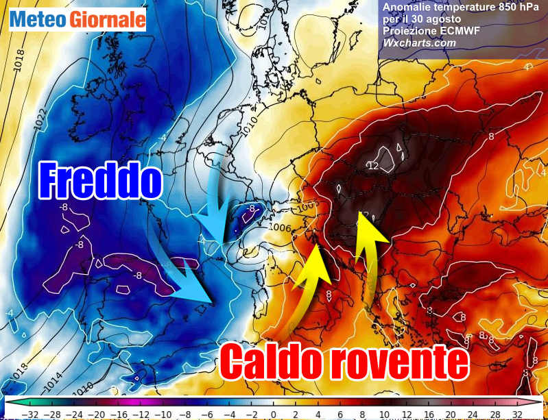 Italia spaccata in due, fra FORTE MALTEMPO al Nord e SUPER CALDO al Sud