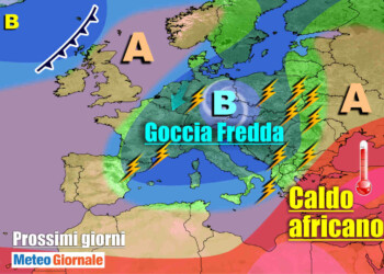 METEO Italia: MALTEMPO in marcia al Centro-Sud, crollo delle temperature