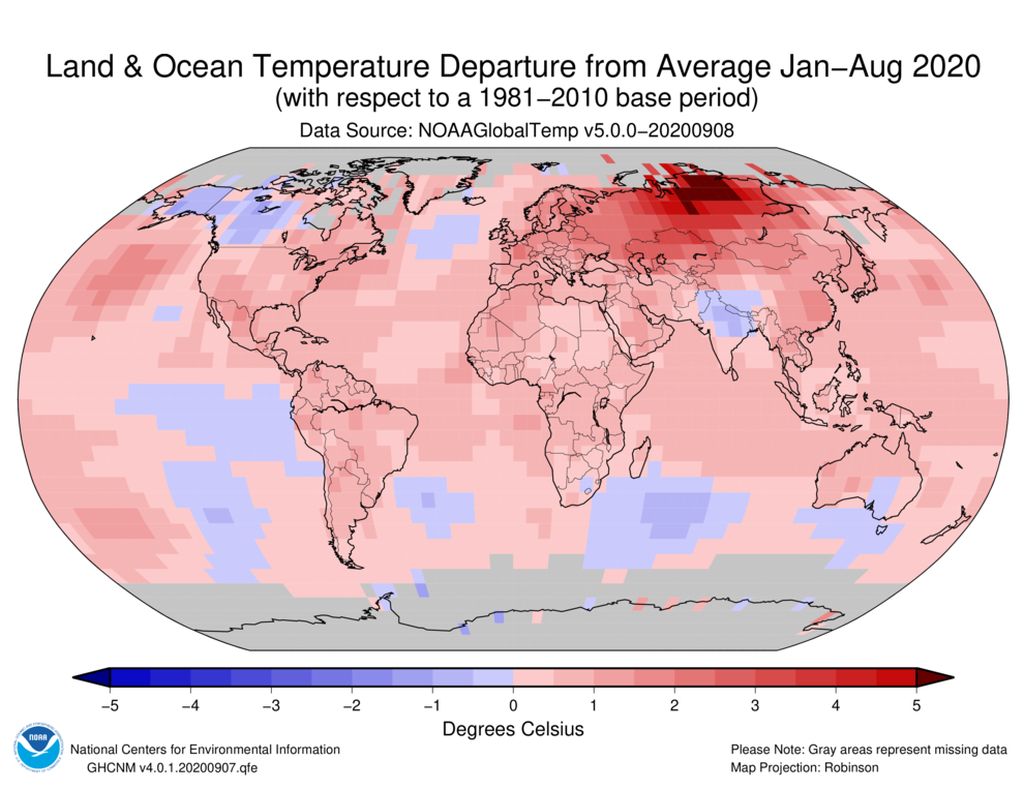 mappa temperatura globo 2020