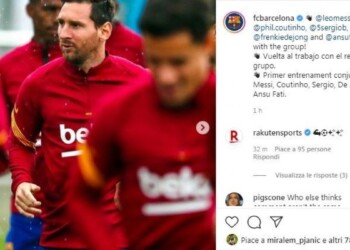 Barcellona, per Messi primo allenamento con la squadra