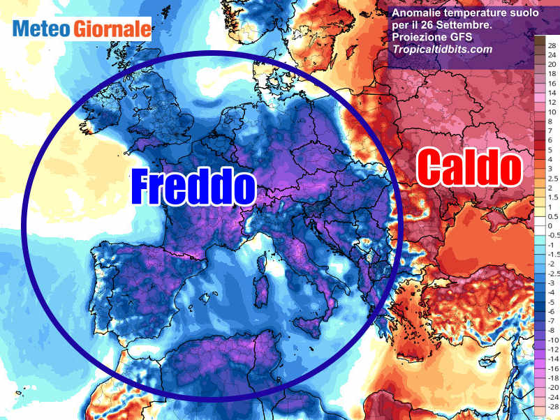 Irruzione d’aria polare diretta sul Mediterraneo: che FREDDO in Europa
