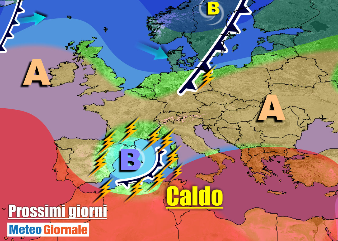 METEO 7 Giorni: Italia tra anticiclone e VORTICE MEDITERRANEO. Ancora CALDO