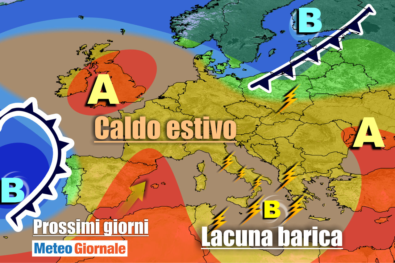 METEO 7 Giorni. Tra ANTICICLONE e brevi TEMPORALI, sempre CALDO ESTIVO