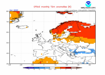 Meteo d’Ottobre secondo il centro matematico americano: BRUTTE NOTIZIE