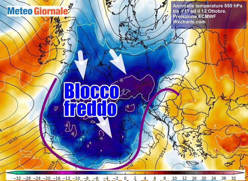 La discesa fredda polare prevista a cavallo fra il weekend e l'inizio della prossima settimana