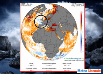 BLOB Atlantico irrompe sulle coste europee, effetti meteo climatici