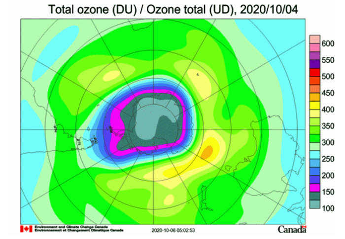 Il buco dell'ozono in Antartide al raggiungimento della sua massima estensione annuale