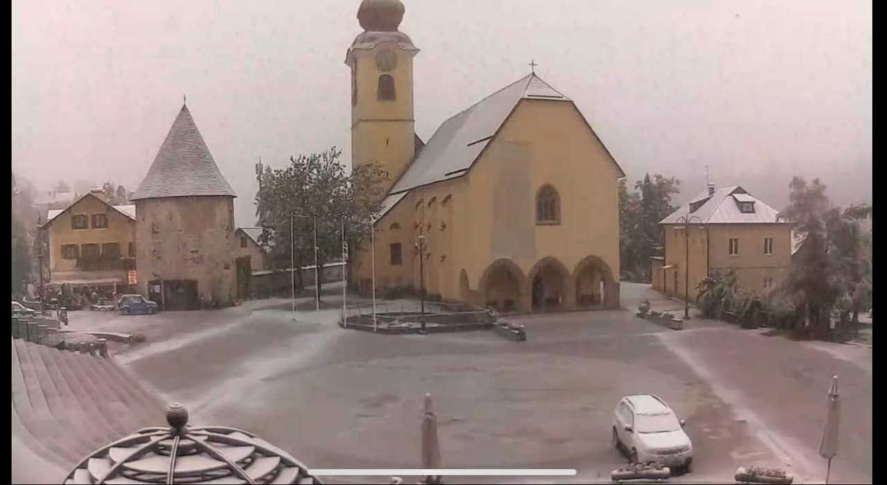 La neve si è spinta addirittura a Tarvisio, in Friuli