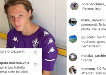 Fiorentina, insulti social a Lorenzo Chiesa: ”Famiglia di mercenari, via da Firenze”