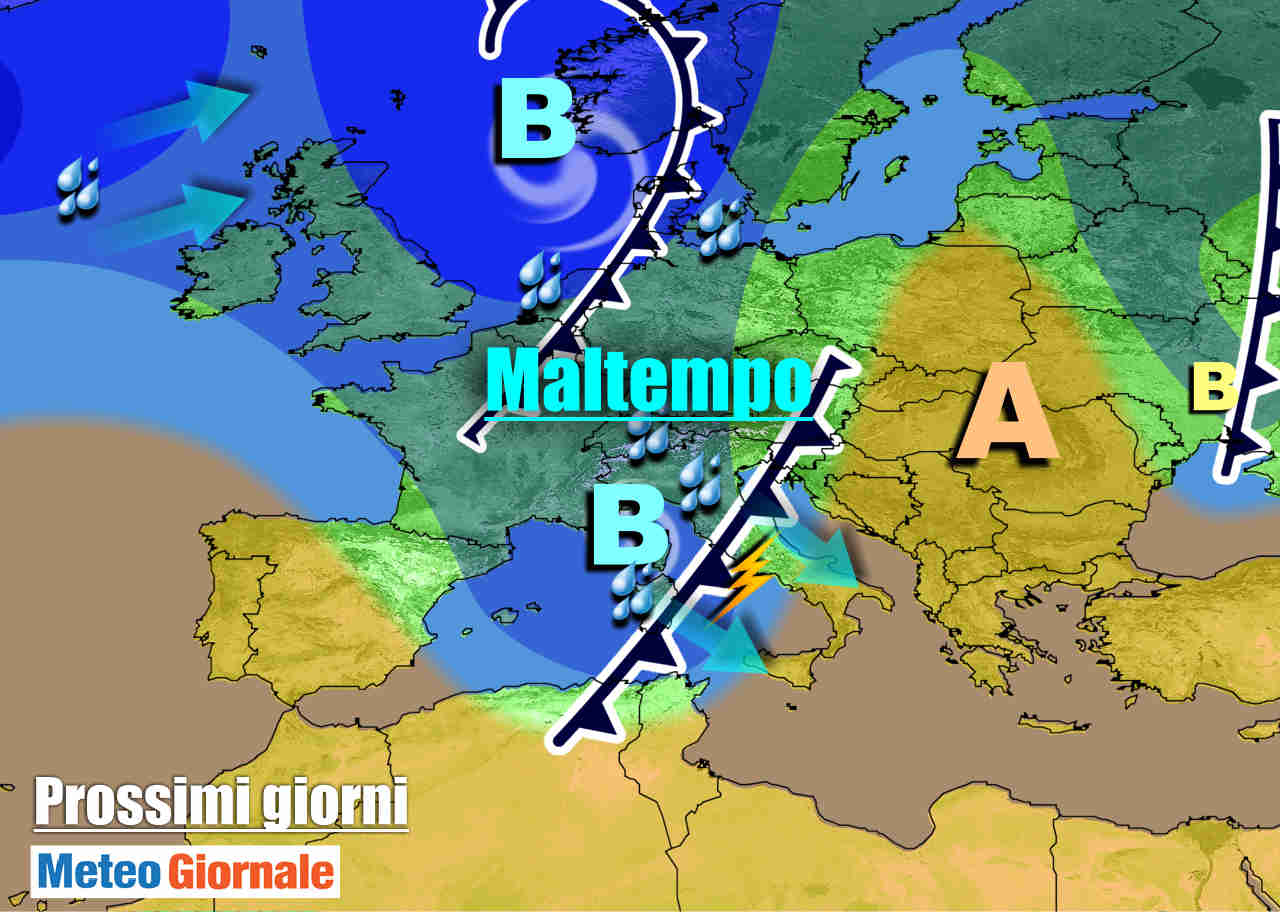 Evoluzione meteo inizio settimana